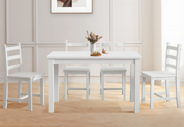 Wooden Dining Table & Four Chair Set - Two Colours Available