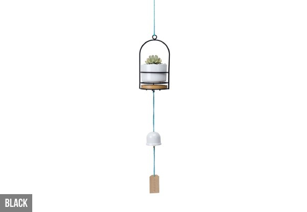 Hanging Flower Pot with Wind Chimes - Two Colours Available