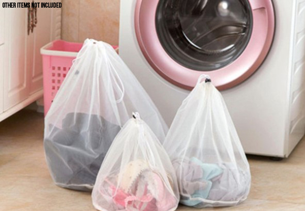 Three-Drawstring Mesh Laundry Bags - Option for Six