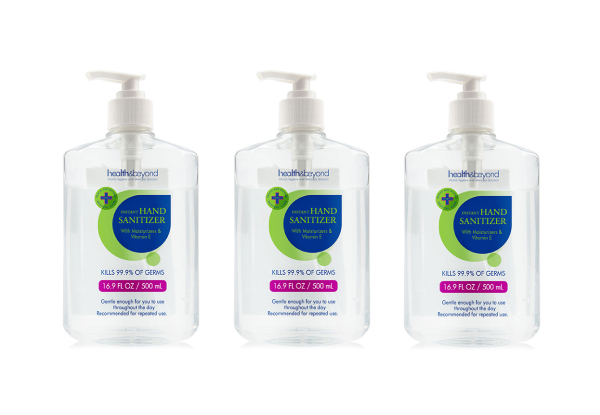 3-Pack of Health & Beyond Hand Sanitiser 300ml - Options for 6 or 12-Pack & for 500ml Size