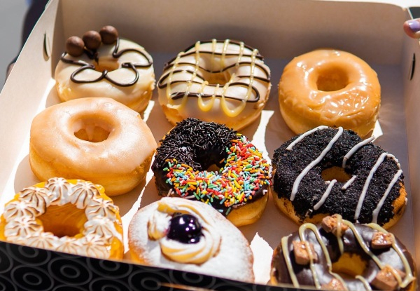 Box of Six Hand-Crafted Signature Glazed & Flavoured Doughnuts - Option for Box of Nine or Twelve
