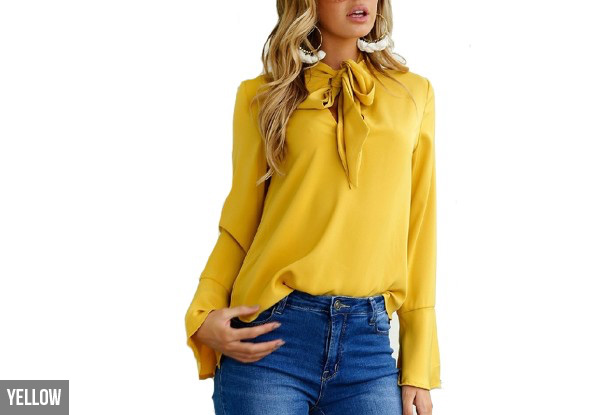 Flute Sleeve Top with Neck Ties