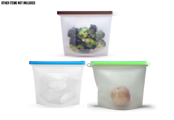 Three Reusable Silicone Bags