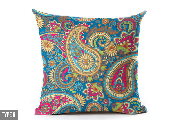 Paisley Print Linen Cushion Cover - Nine Options Available
