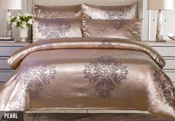 Three-Piece 500TC Jacquard Comforter Set - Available in Six Colours & Three Sizes