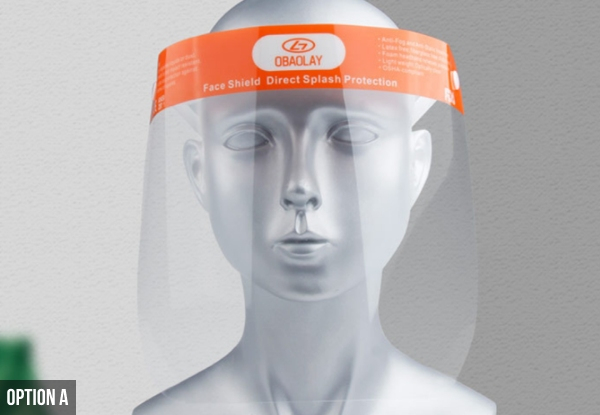 10-Pack Protective Face Shields - Two Options Available