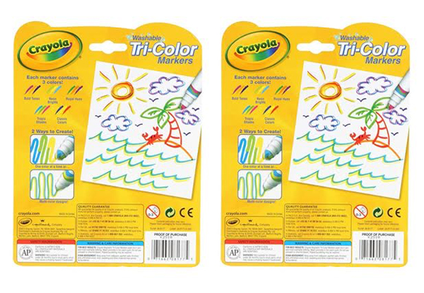 Two-Pack of Crayola Washable Tri-Colour Markers