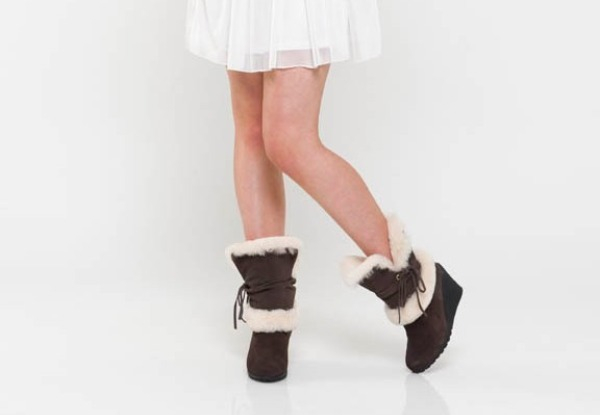 High Wedge Sheepskin UGG Boots - Four Sizes & Four Colours Available