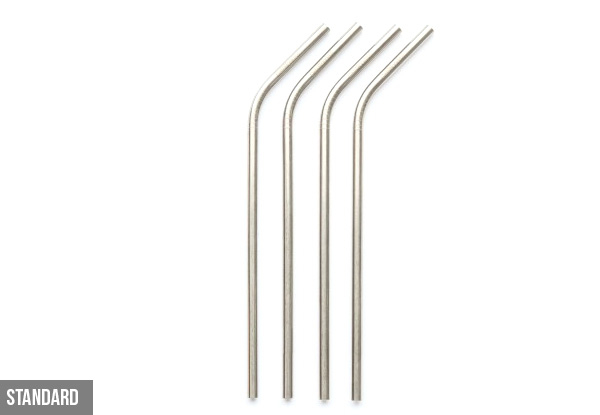 Four-Pack of Standard Caliwoods Stainless Steel Drinking Straws - Option for or Smoothie Straws or Both Available