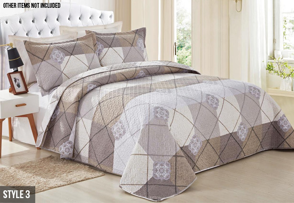 Quilted Bedspread Set - Three Styles & Two Sizes Available
