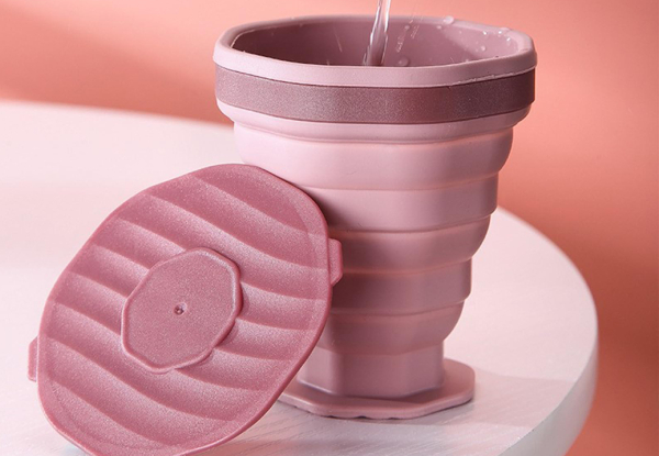 Outdoor Camping Foldable Silicone Cup with Lid - Available in Two Colours