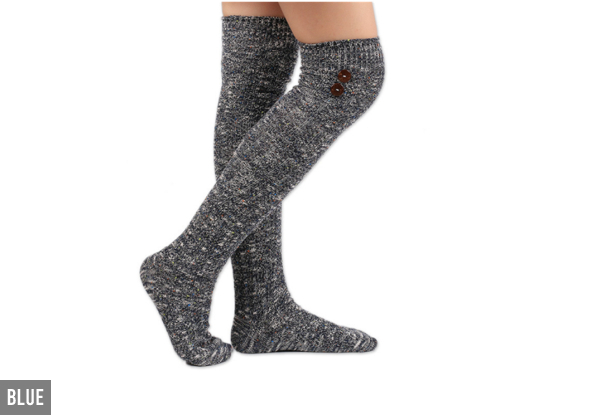 Women's Cotton Knit Knee-High Boot Socks - Available in Six Colours