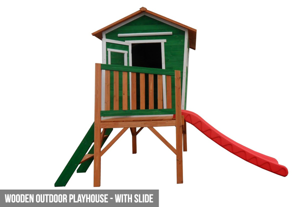 Wooden Outdoor Playhouse with Slide