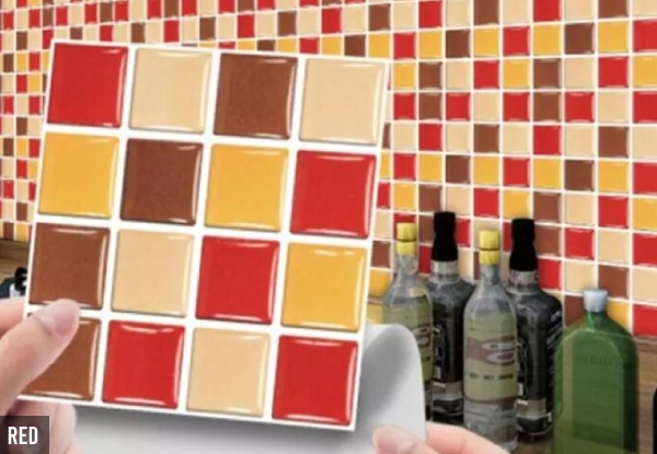 40-Pack Kitchen PVC Tile Stickers - Six Colours & Option for 80-Pack