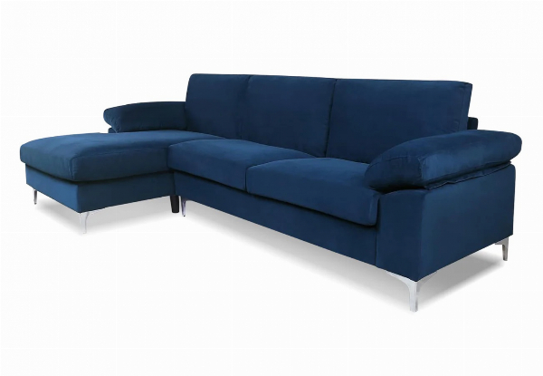 Kaveah Velvet Lounge Sectional Sofa - Available in Two Colours & Option with Left or Right Chaise