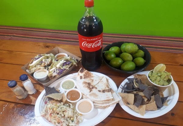 Mexican Feast to Share for Two People incl. One Bontanas, Two Tacos, Tapas & 1.5L Soft Drink
