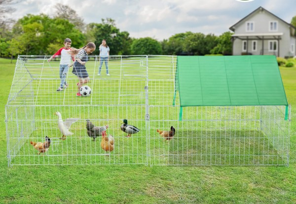 Metal Chicken Coop Run with Cover