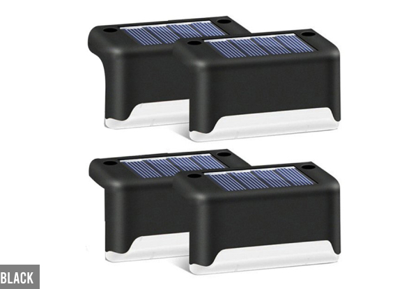 Four-LED Solar Powered Staircase Step Lights - Two Colours & Three Light Colours Available