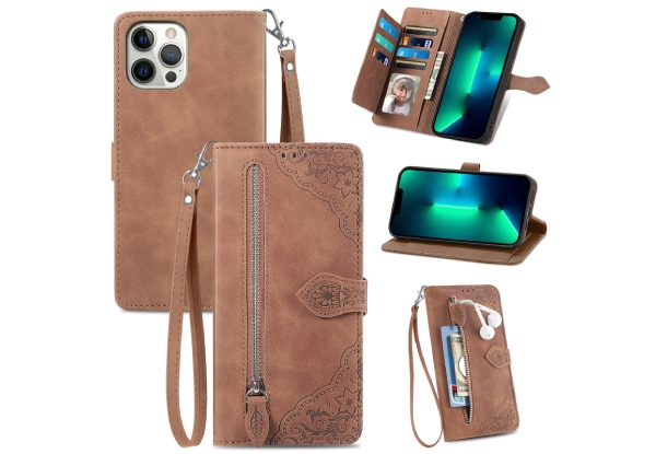 Leather Wallet Phone Case for iPhone - Five Colours & 14 Sizes Available