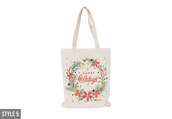 Reusable Christmas Canvas Bag - Available in Seven Styles & Options for Two-Pack