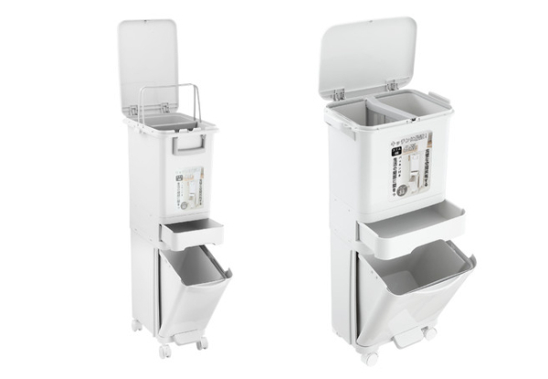 Three-Tier Rubbish Bin with Wheels - Available in Two Sizes