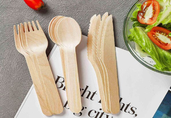 12-Pack of Wooden Disposable Cutlery