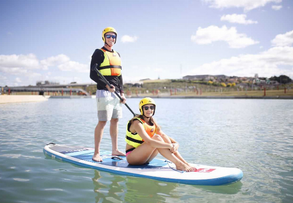River Rush Package incl. 15ft Waterfall Drop Experience for Four People - Options for up to Seven People or for Stand-Up Paddleboarding & Go-Sauna for One or Two People