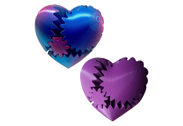 3D Printed Gear Ball Heart-Shaped Fidget Toy for Stress, Anxiety & Relaxing - Available in Four Colors & Option for Two-Pack