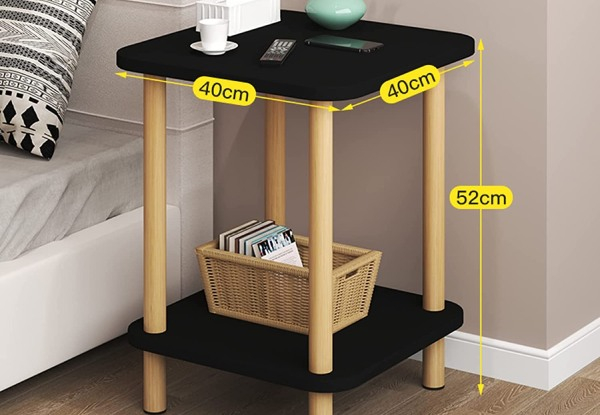 Two-Tier Tall Wooden Side Table - Two Sizes & Two Shapes Available