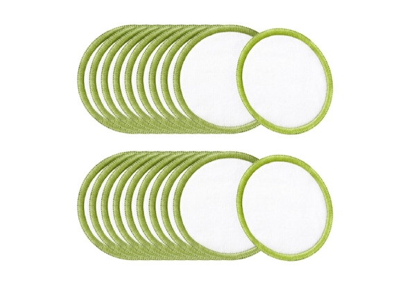 20-Pack Reusable Makeup Remover Pads with Storage Bag - Available in Two Colours & Options for Two-Set