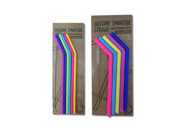 11-Pack of Reusable Silicone Smoothie & Juice Straws
