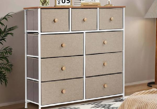 Nine-Drawer Tallboy Cabinet Dresser - Two Options Available