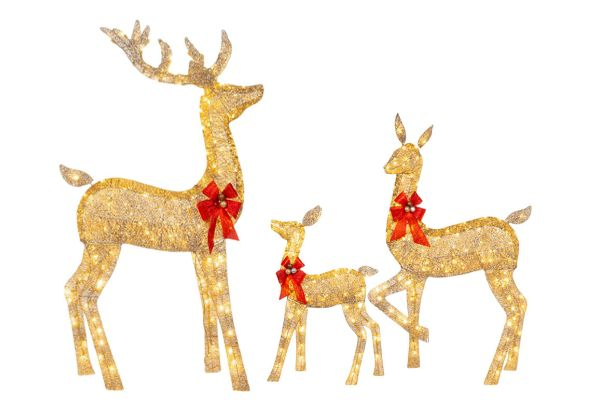 Three-Piece Outdoor Christmas Reindeer LED Lights