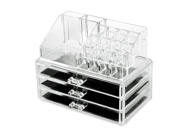 Clear Acrylic Three-Drawer Make-Up Organiser