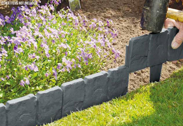 10-Piece Cobbled Stone-Effect Garden Edging