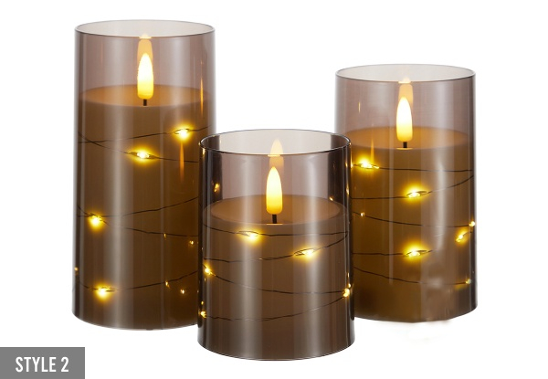 Three-Pieces Flameless LED Candle Lights Set - Available in Three Styles & Options for Two-Set