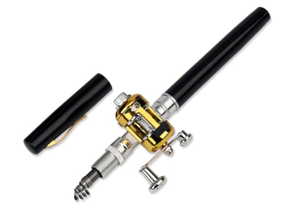 Pen Fishing Rod & Mini Reel Rod - Six Colours Available with Free Delivery