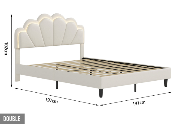 Wooden Bed Frame with LED Headboard - Available in Two Sizes