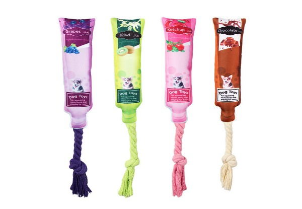Four-Pack Pet Condiment Packet Chew Toys
