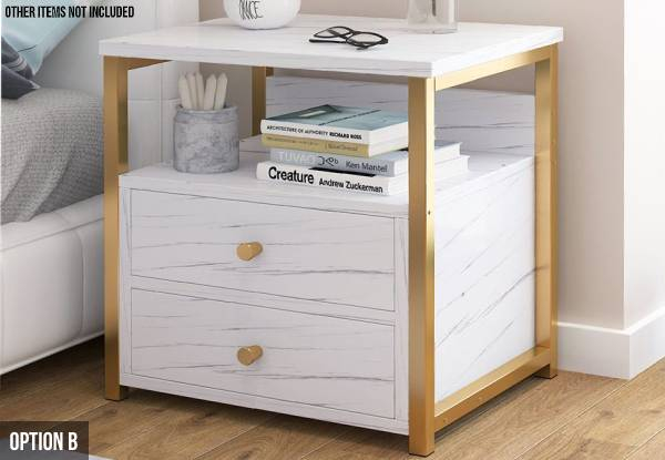 Rona Luxury Minimalist Bedside Table - Two Sizes Available