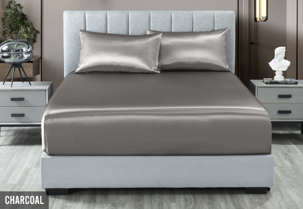 Three-Piece Royal Comfort Satin Sheet Set - Available in Six Colours & Two Sizes