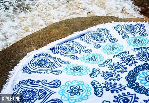 $69 for a Large Round Boho Beach Towel - Three Styles to Choose From