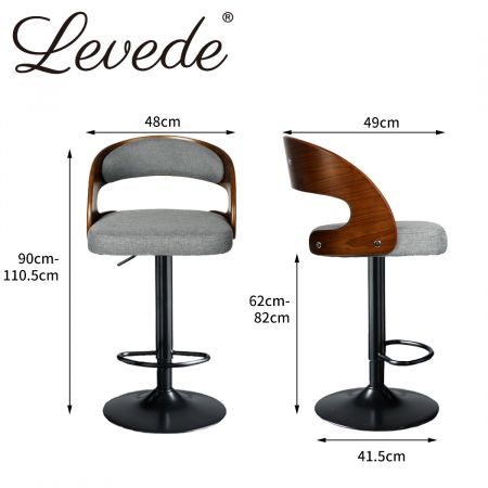 Kitchen Gas Lift Swivel Bar Stool - Two Colours Available