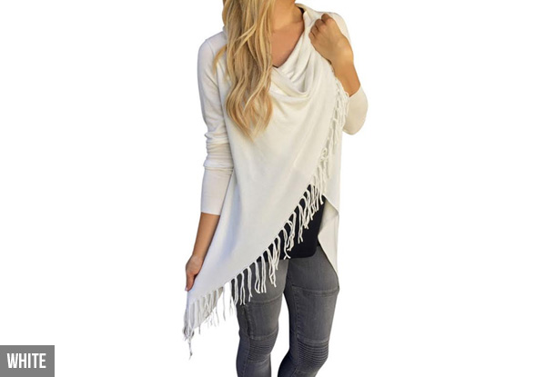 Fringe Wrap Cardigan - Four Colours & Five Sizes Available with Free Delivery