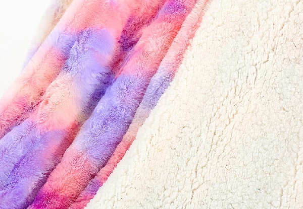 Colourful Soft Faux Fur Plush Blanket - Two Sizes Available