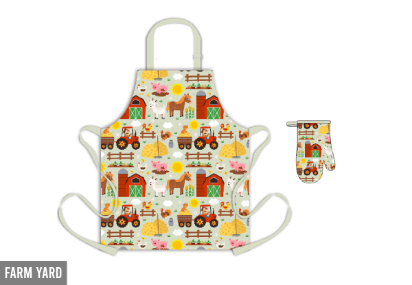 Kids Apron & Oven Mitt Kitchen Set - Three Options Available