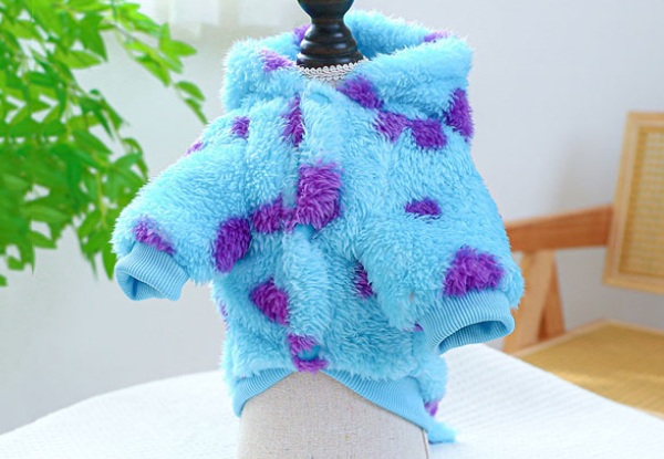 Thickened Blue Dinosaur Hooded Coat with Drawstring Buckle for Dogs - Five Sizes Available