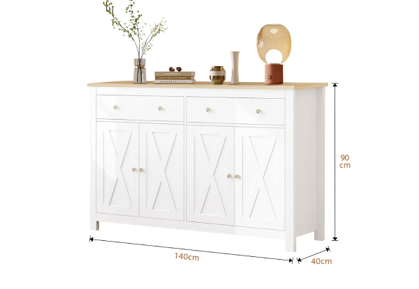 Two-Drawer Sideboard Buffet Cabinet with Four-Doors