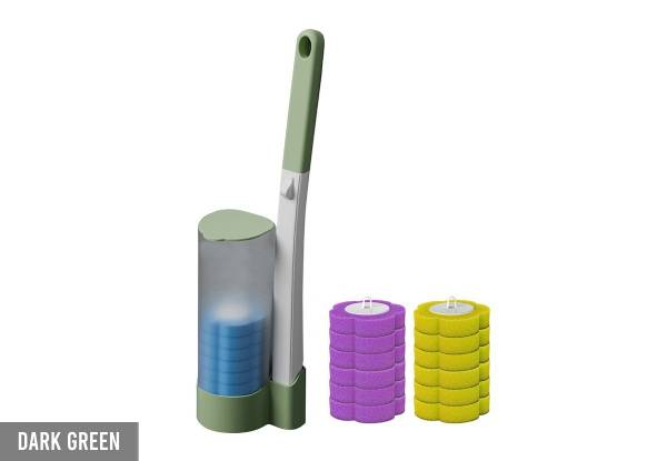 Disposable Toilet Brush incl. 18 Replacement Brush Heads - Available in Five Colours & Option for Replacement Brush Heads