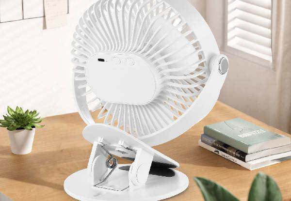 Portable 360 Rotation Clip-On Fan with Lights - Two Colours Available